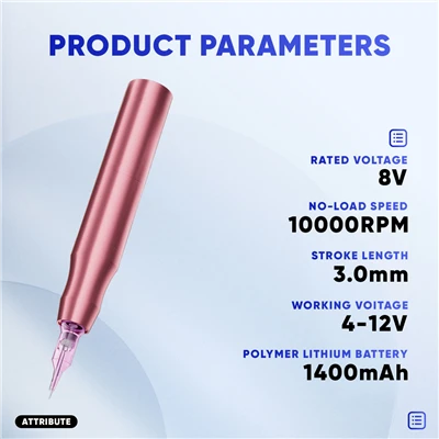 Orferta de fábrica, equipo de tatuaje corporal de seguridad de oro rosa, batería de 10000rpm 1400mAh, máquina PMU para delineador de ojos y labios