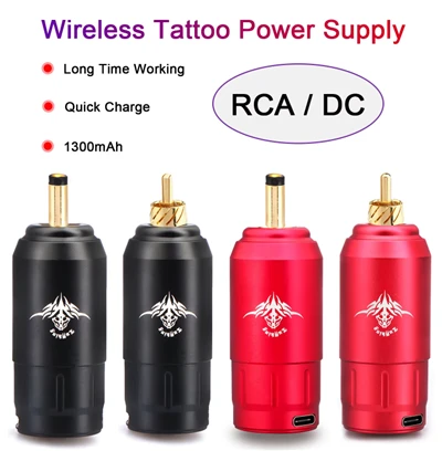 Batería de tatuaje de larga duración, interfaz portátil RCA/DC de 1300 MAh
